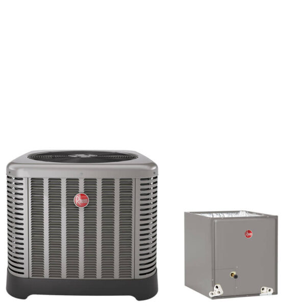 3 Ton Rheem 14.3 SEER2 R-454B Single Stage Air Conditioner Condenser with 17.5" Wide Multi-Position Cased Evaporator Coil