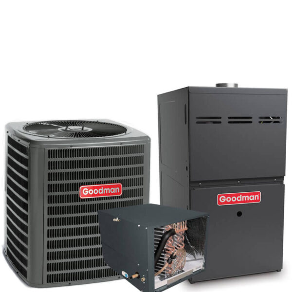 3.5 Ton Goodman 15.2 SEER2 R410A 80% AFUE 100,000 BTU Single Stage Horizontal Gas Furnace Split System