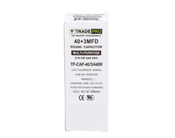 40+3 MFD 370 or 440 VAC Dual Run Capacitor - Round