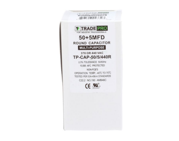 50+5 MFD 370 or 440 VAC Dual Run Capacitor - Round