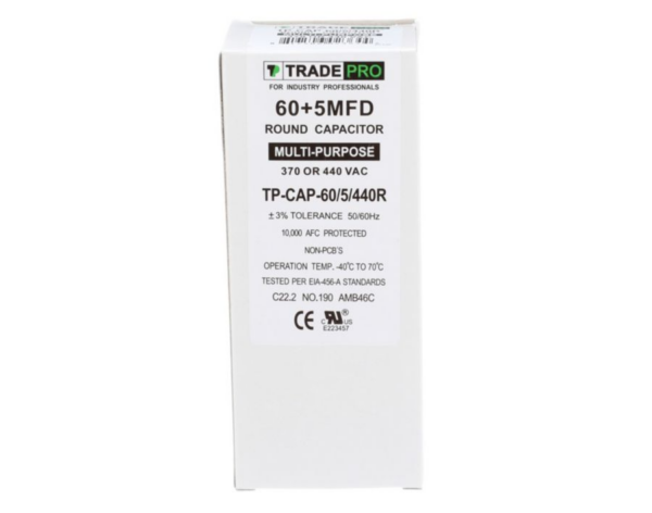 60+5 MFD 370 or 440 VAC Dual Run Capacitor - Round