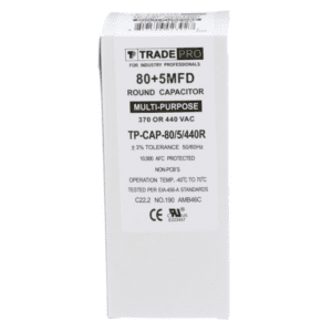80+5 MFD 370 or 440 VAC Dual Run Capacitor - Round